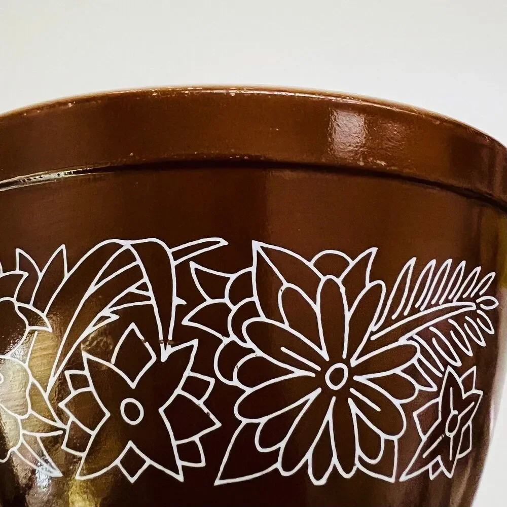 PYREX Brown White Woodland 401 Mixing Bowl 1.5 Pt